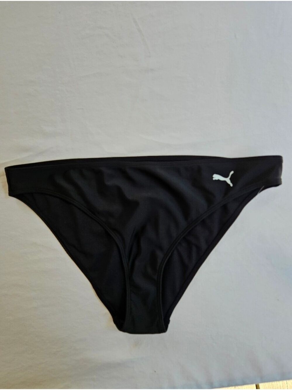 Puma Black Bikini Bottom with White Puma Logo, Brand New, Medium